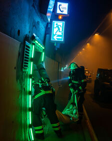 Übung der Tunnelfeuerwehren im Reutherbergtunnel